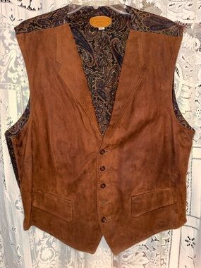 Golden bear suede paisley back vest